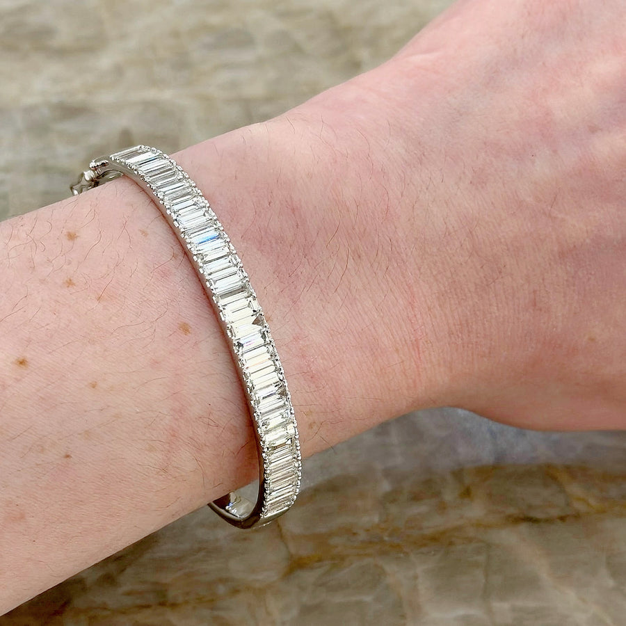 Diamond Baguette Halfway Bangle