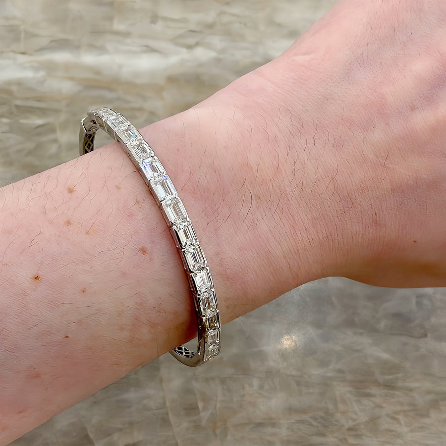 Emerald Cut Diamond Halfway Bangle