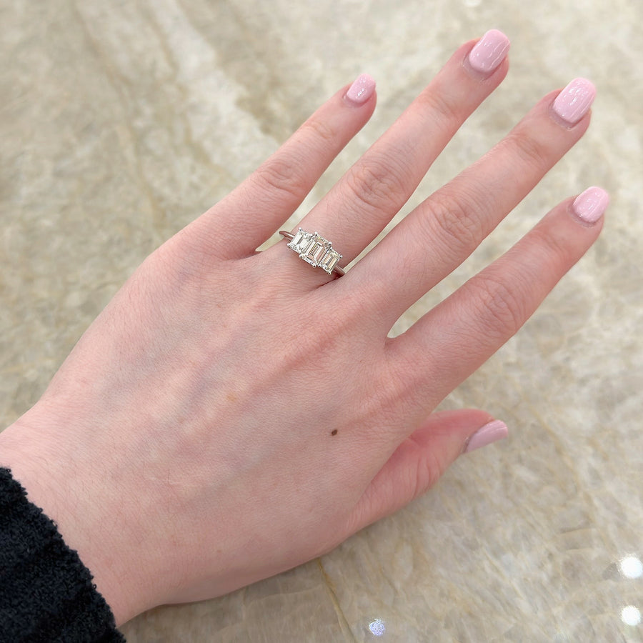 Emerald Cut Diamond 3 Stone Engagement Ring