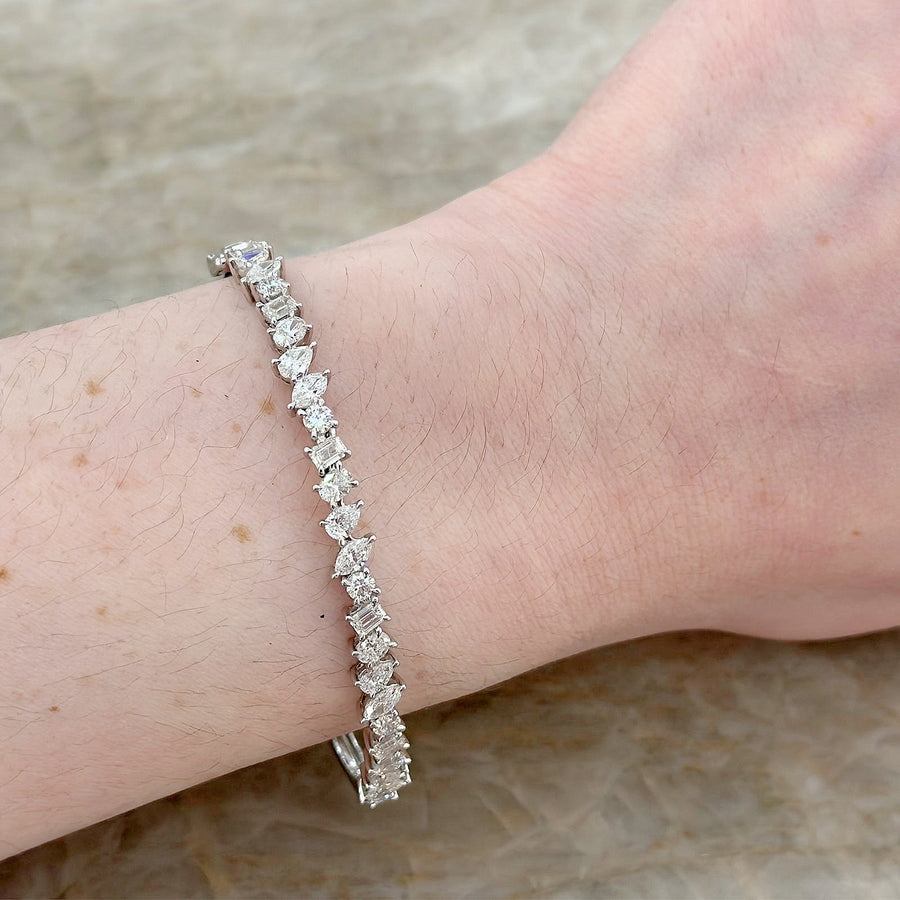 Mixed Shape Diamond Halfway Bangle