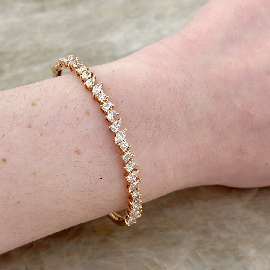 Mixed Shape Diamond Halfway Bangle