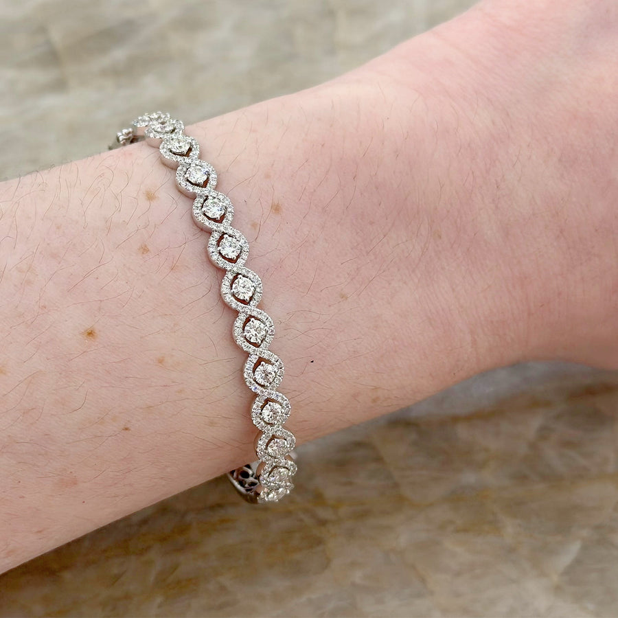 Diamond Halo Halfway Bangle