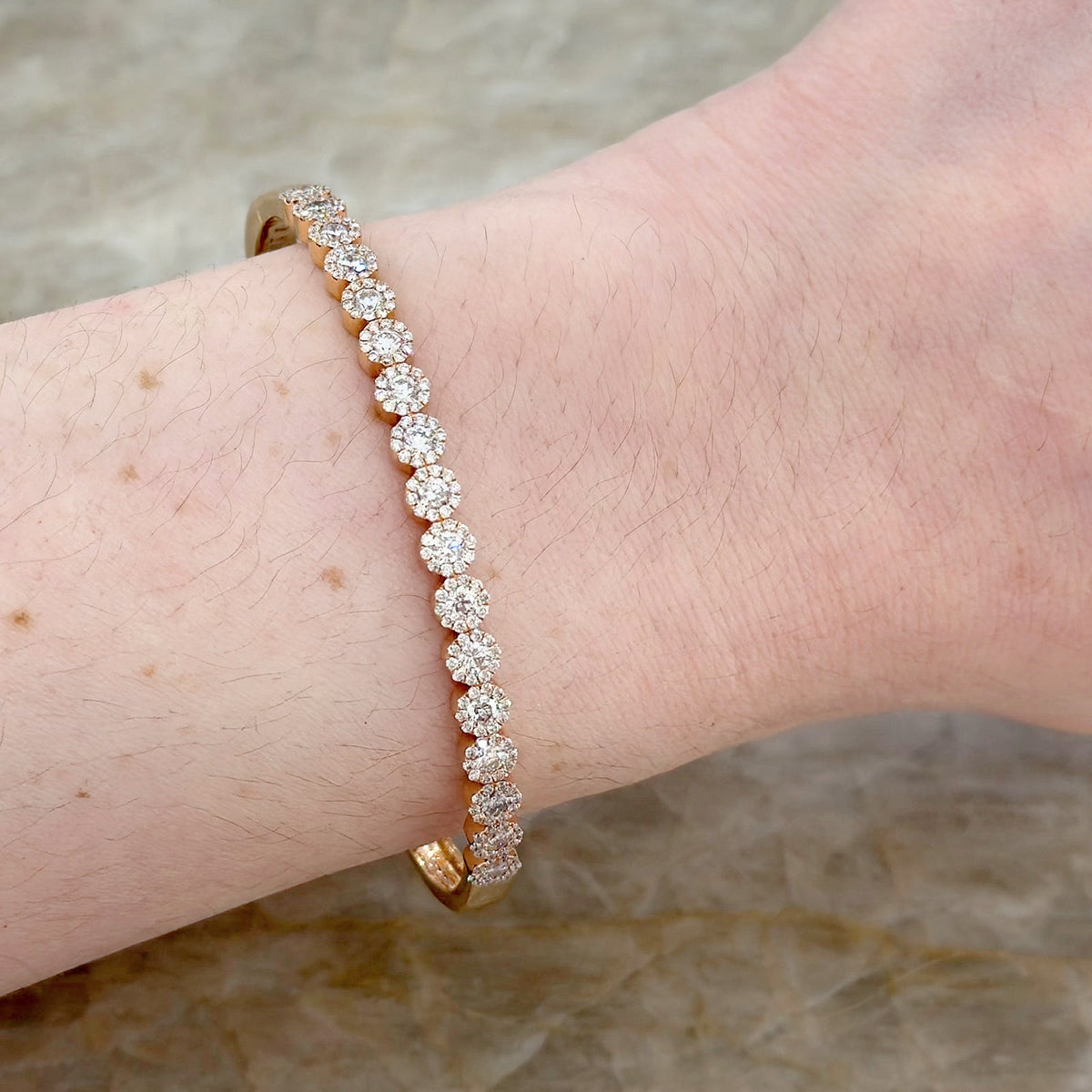 Diamond Halo Halfway Bangle