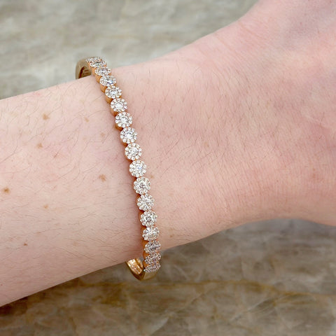 Diamond Halo Halfway Bangle-Diamond Halo Halfway Bangle