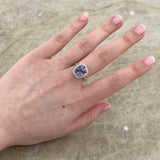 Cushion Cut Lavendar Spinel Diamond Halo Ring-Cushion Cut Lavendar Spinel Diamond Halo Ring
