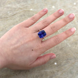 Cushion Cut Tanzanite Diamond Ring-Cushion Cut Tanzanite Diamond Ring