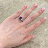 Oval Brilliant Cut Purple Sapphire Diamond 3 Stone Ring-Oval Brilliant Cut Purple Sapphire Diamond 3 Stone Ring