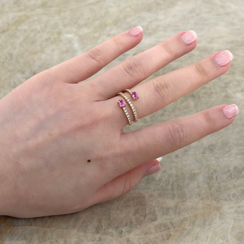 Pink Sapphire Diamond Coil Ring-Pink Sapphire Diamond Coil Ring