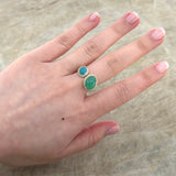 Chalcedony Chrysoprase Diamond Halo Open Ring-Chalcedony Chrysoprase Diamond Halo Open Ring