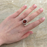Oval Brilliant Spessartite Diamond Halo Ring-Oval Brilliant Spessartite Diamond Halo Ring