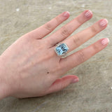Aquamarine Diamond Deco Knot Ring-Aquamarine Diamond Deco Knot Ring
