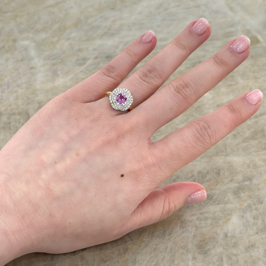 Pink Sapphire Diamond Flower Ring