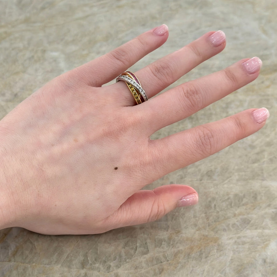 Multi Sapphire Diamond Rolling Ring