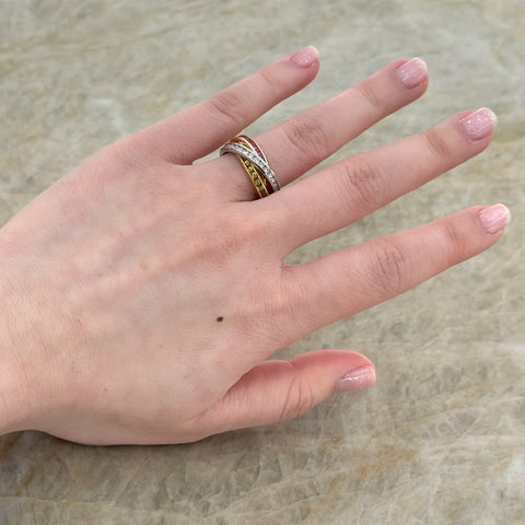 Multi Sapphire Diamond Rolling Ring-Multi Sapphire Diamond Rolling Ring