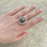 Black South Sea Pearl Diamond Ring-Black South Sea Pearl Diamond Ring