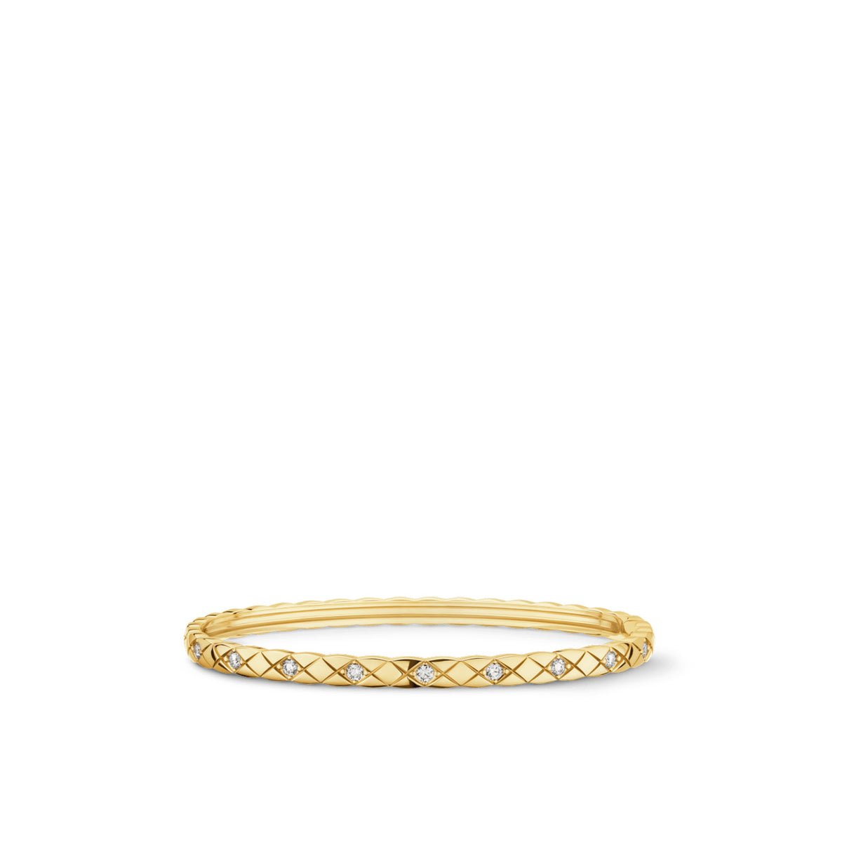 Quilted motif, mini version, 18K yellow gold with diamonds.