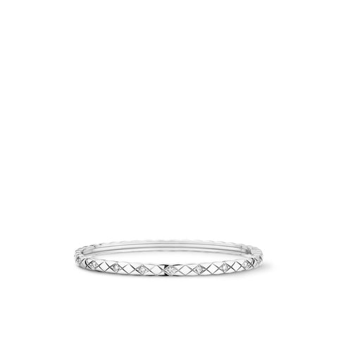 Quilted motif, mini version, 18K white gold with diamonds.