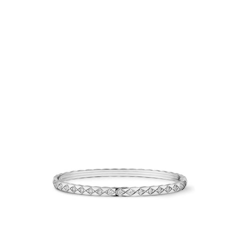 CHANEL Coco Crush Bracelet-CHANEL Coco Crush Bracelet mini version in 18 karat white gold quilted motif with diamonds.