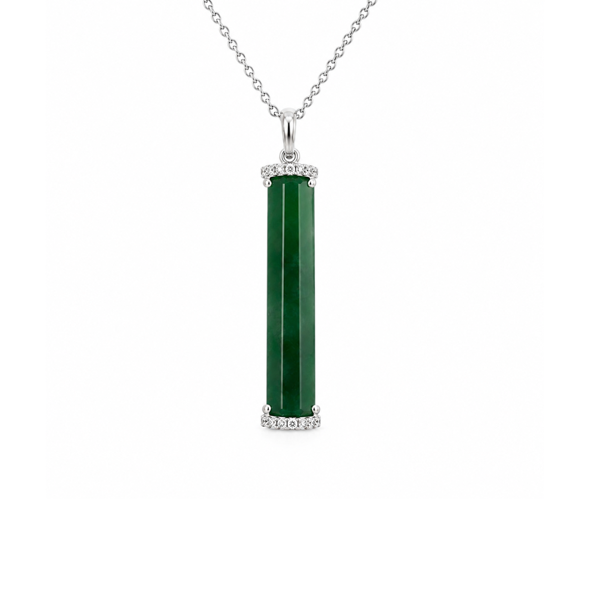 Jade Diamond Bar Pendant and Chain
