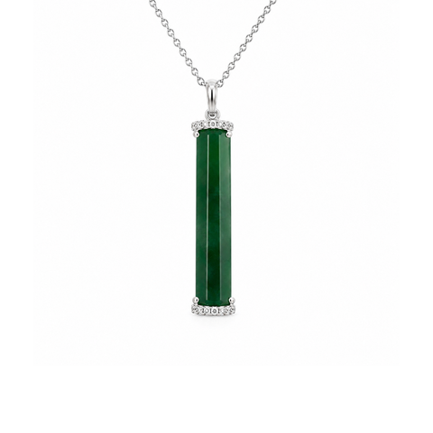 Jade Diamond Bar Pendant and Chain-Jade Diamond Bar Pendant and Chain