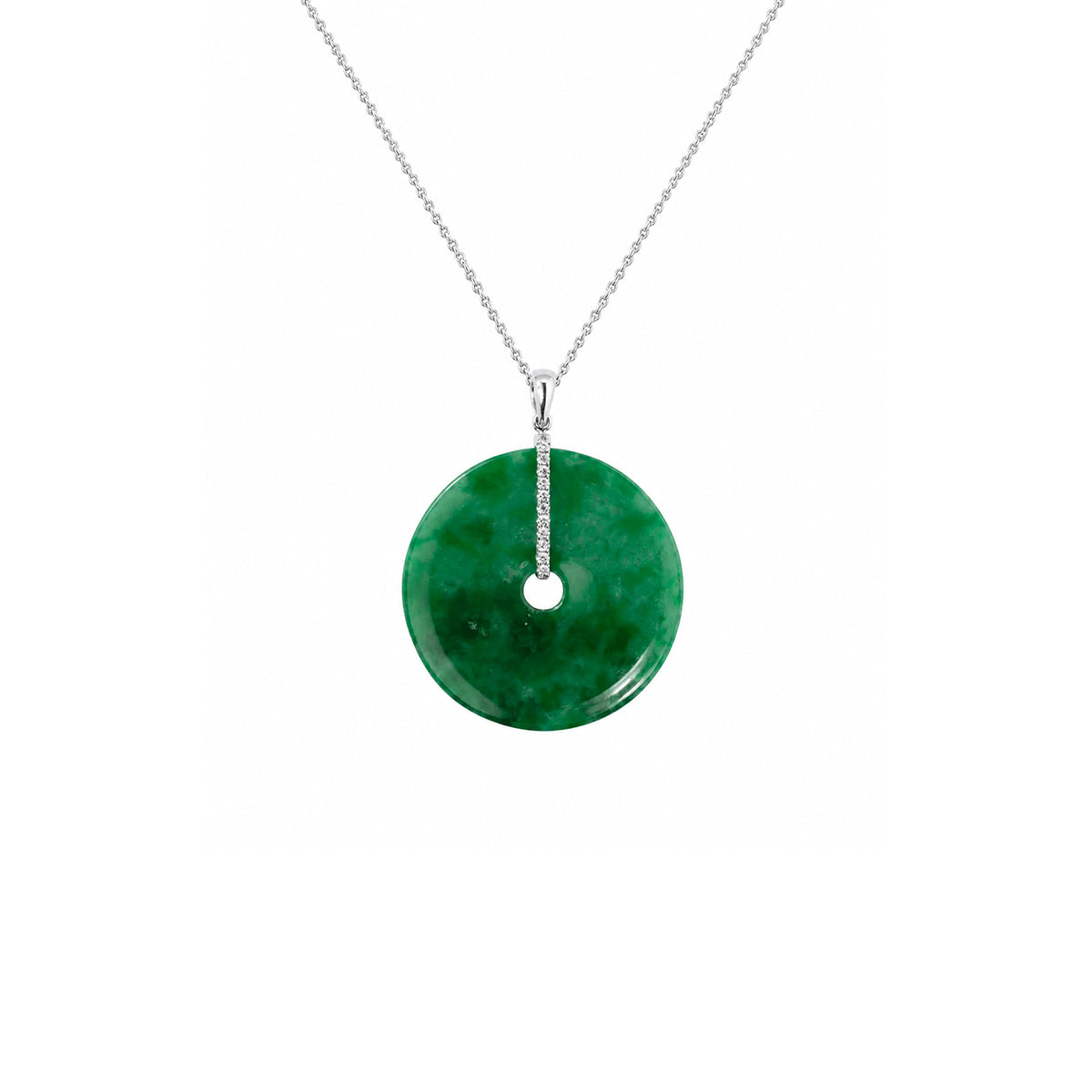 Jade Disc Diamond Pendant Necklace