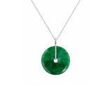 Jade Disc Diamond Pendant Necklace-Jade Disc Diamond Pendant Necklace