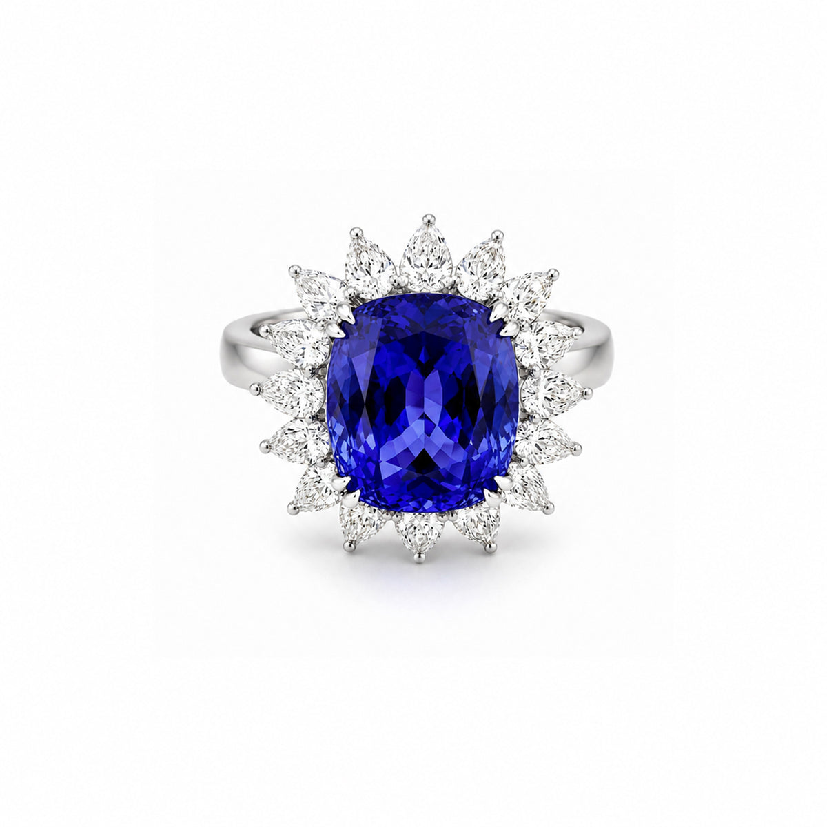 Tanzanite Diamond Halo Ring