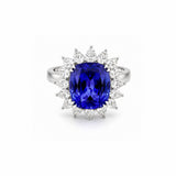 Tanzanite Diamond Halo Ring-Tanzanite Diamond Halo Ring