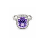 Cushion Cut Lavendar Spinel Diamond Halo Ring-Cushion Cut Lavendar Spinel Diamond Halo Ring
