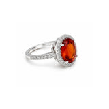Oval Brilliant Spessartite Diamond Halo Ring-Oval Brilliant Spessartite Diamond Halo Ring