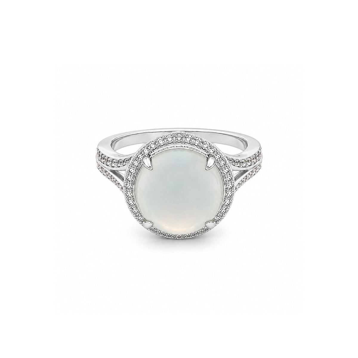 White Jade Diamond Ring