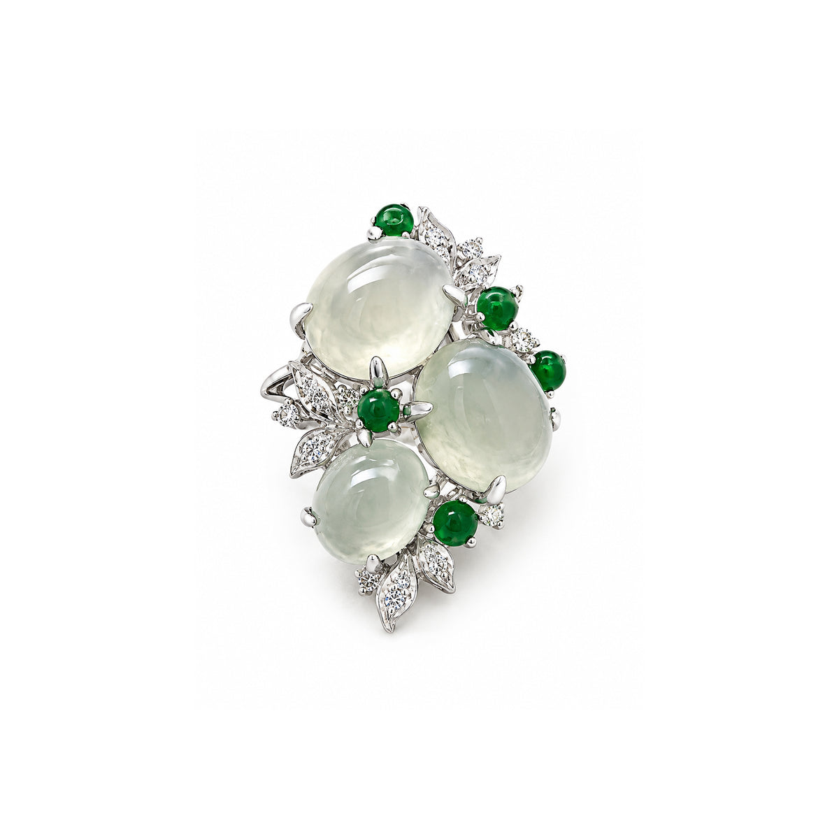 White and Green Jade Ring