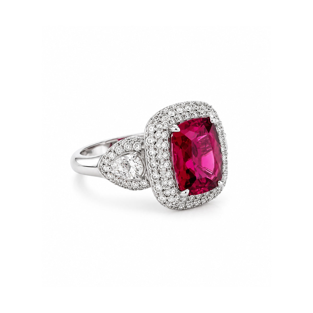 Rubellite Diamond Ring