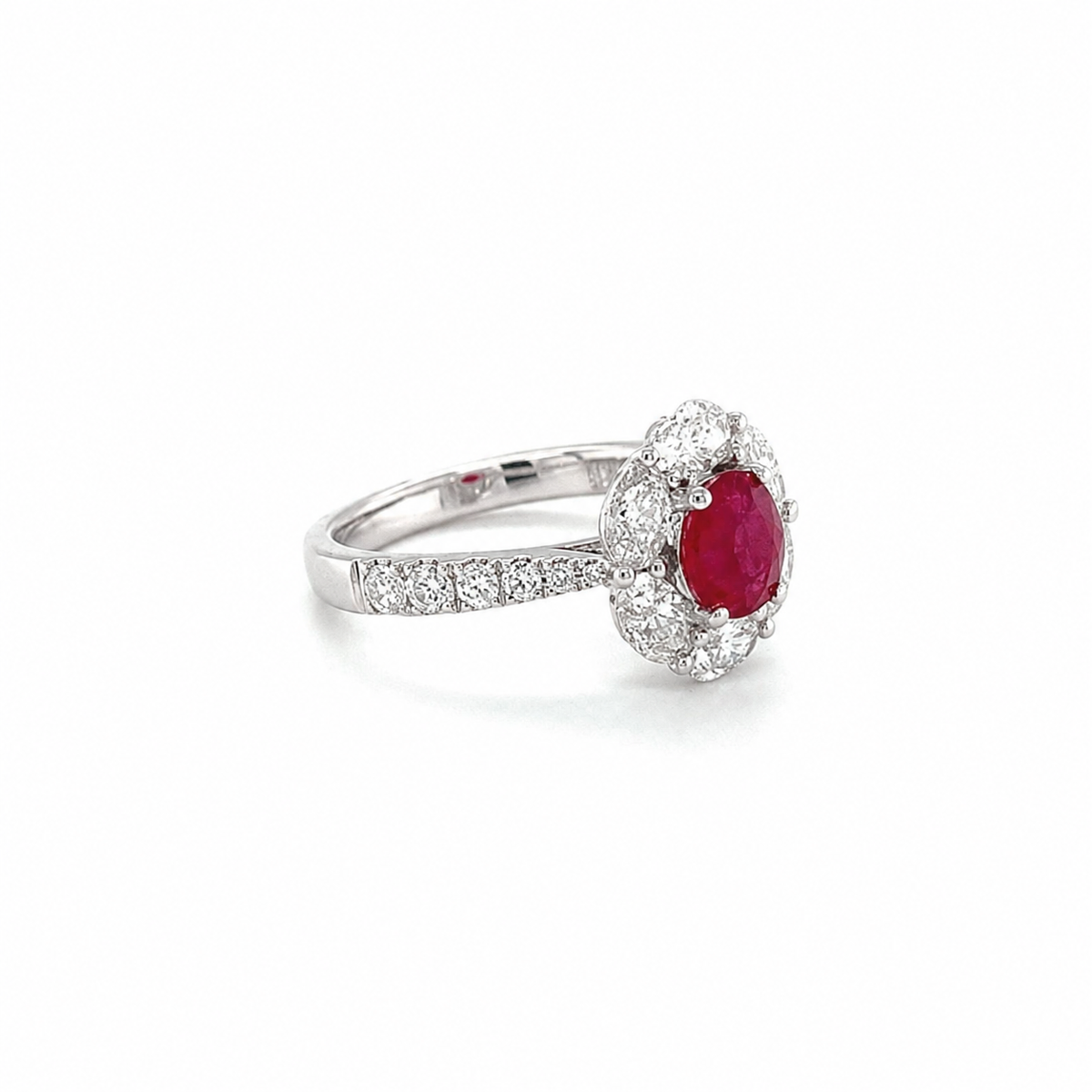 Oval Brilliant Cut Ruby Diamond Halo Ring