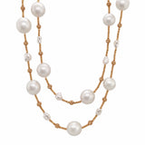 White South Sea & Keshi Pearl Station Opera Necklace-White South Sea & Keshi Pearl Station Opera Necklace