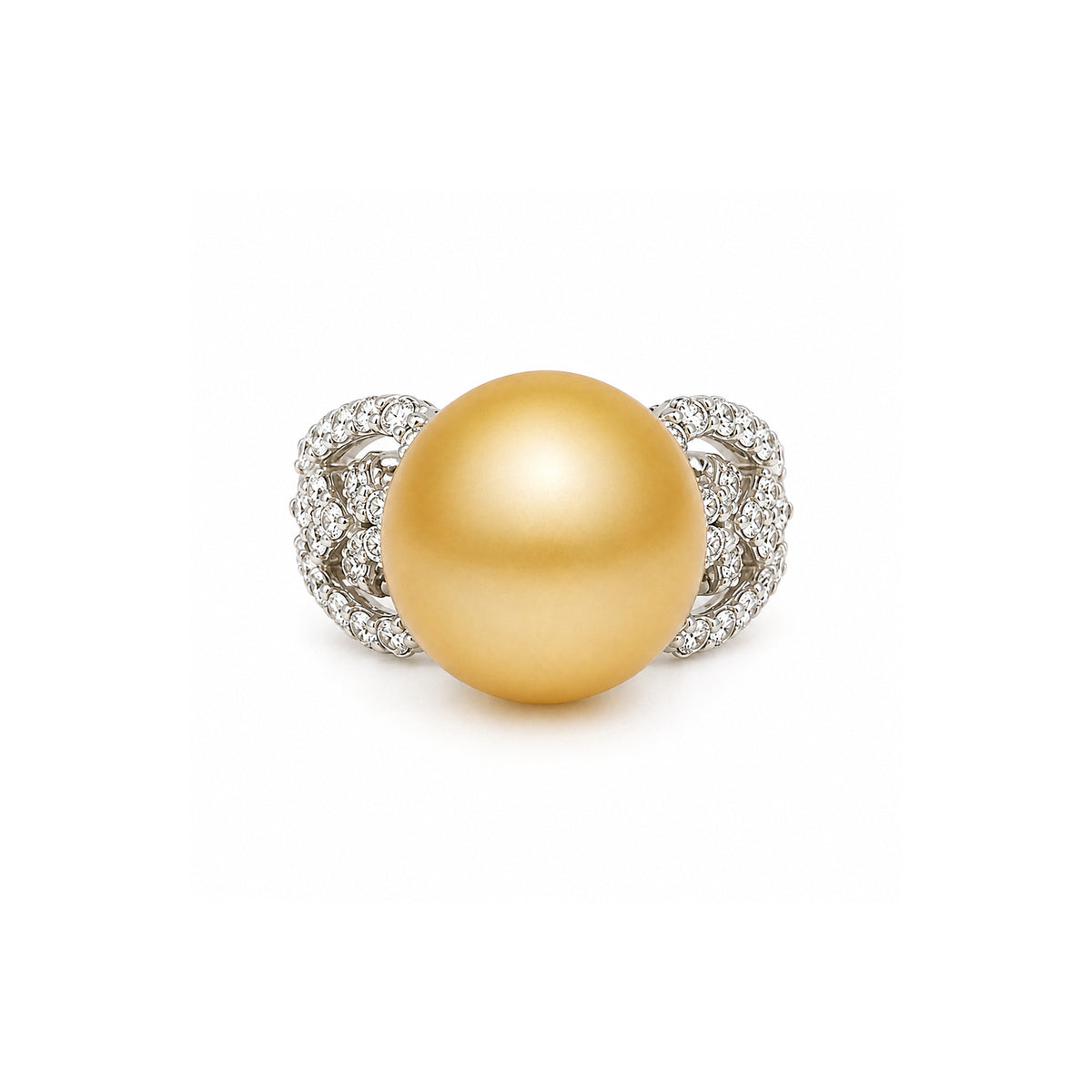 Golden South Sea Pearl Diamond Ring