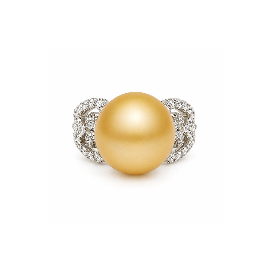 Golden South Sea Pearl Diamond Ring