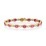 Gumuchian Oval Cut Ruby Diamond Line Bracelet-Gumuchian Oval Cut Ruby Diamond Line Bracelet