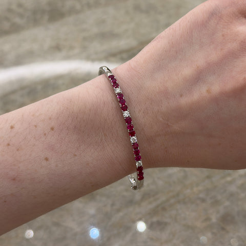 Ruby Diamond Halfway Bangle-Ruby Diamond Halfway Bangle