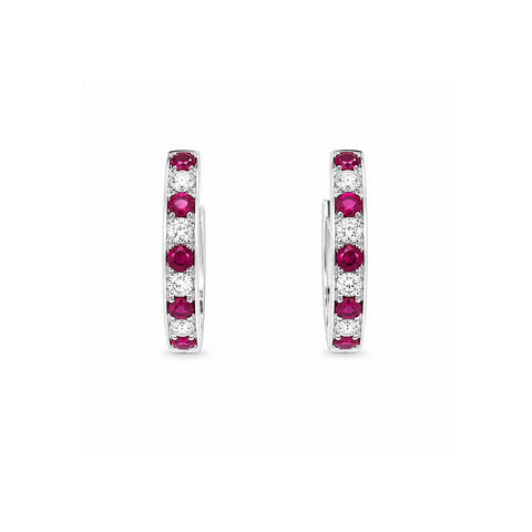 Ruby Diamond Hoop Earrings-Ruby Diamond Hoop Earrings