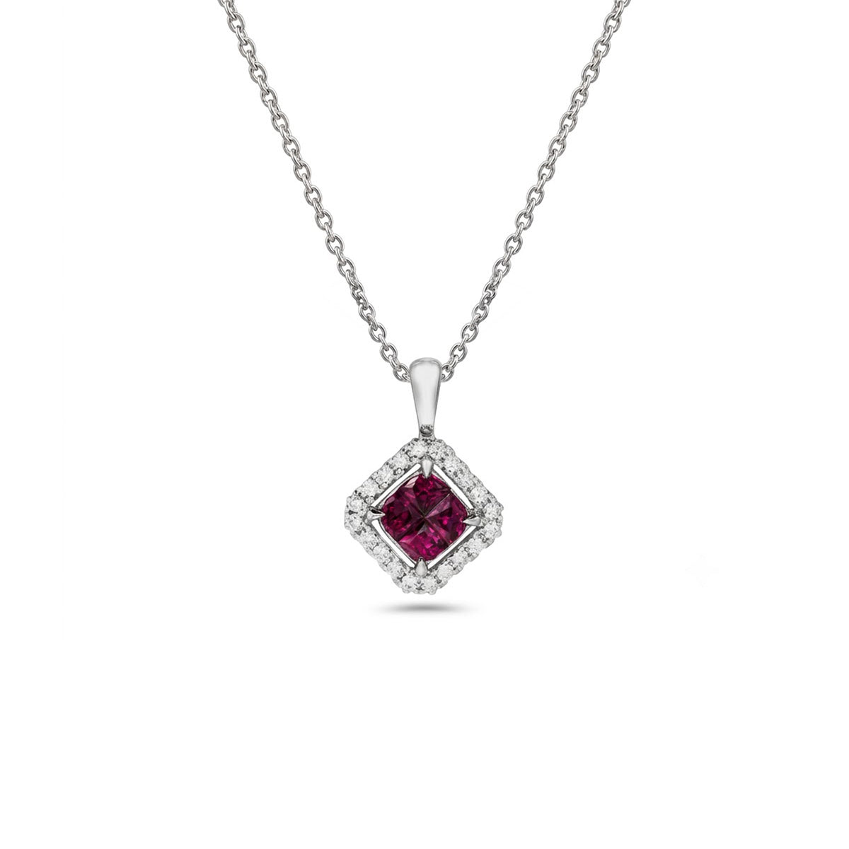 Ruby Diamond Pendant and Chain