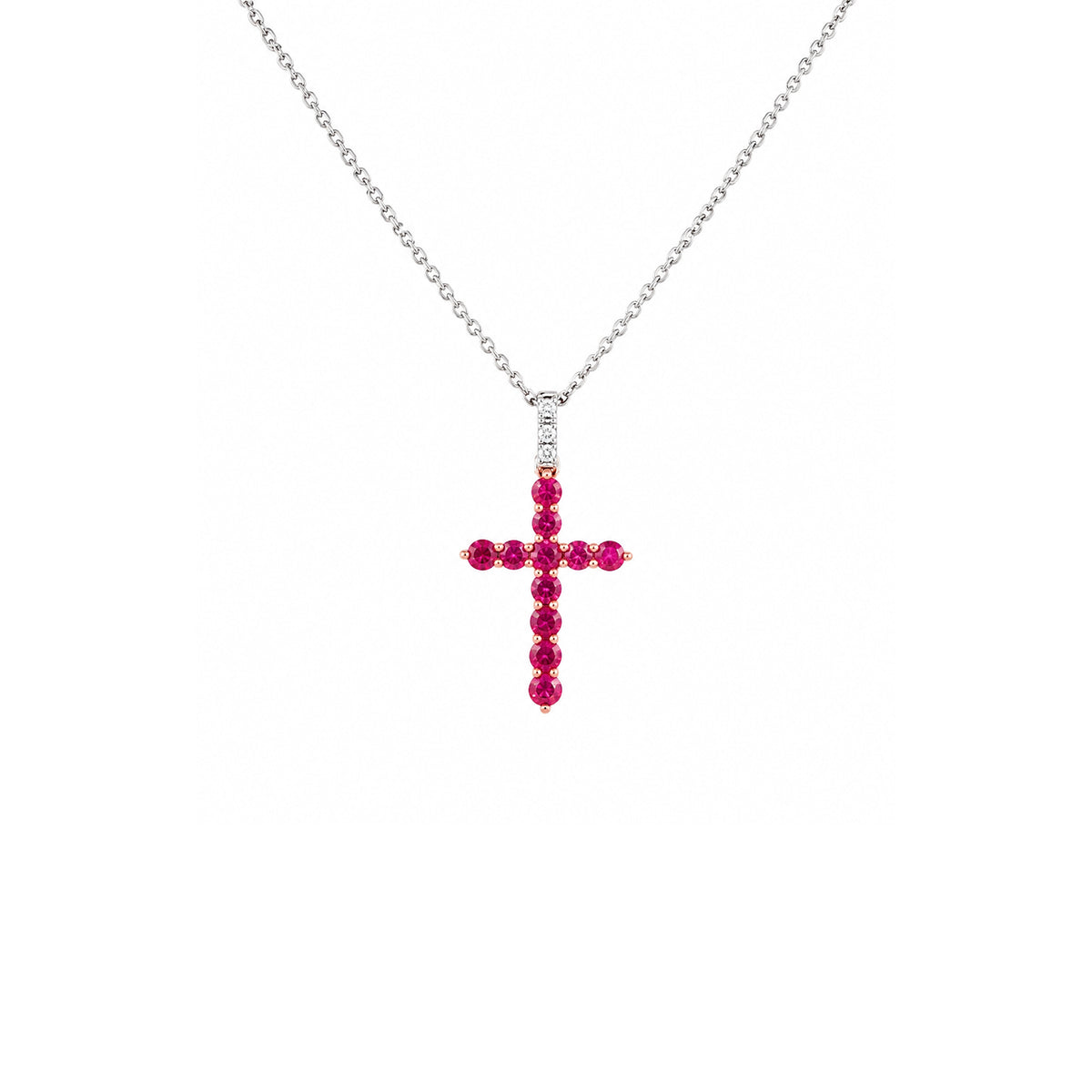 Ruby Diamond Cross Necklace
