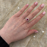 Oval Brilliant Cut Ruby Diamond Halo Ring-Oval Brilliant Cut Ruby Diamond Halo Ring
