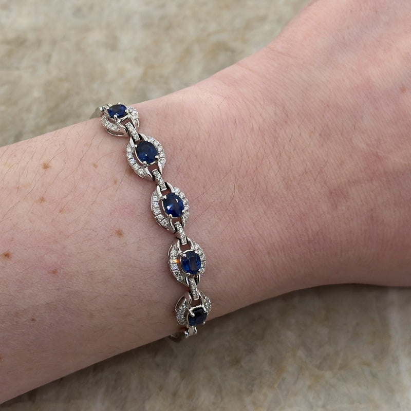 Sapphire Diamond Halfway Bracelet-Sapphire Diamond Halfway Bracelet