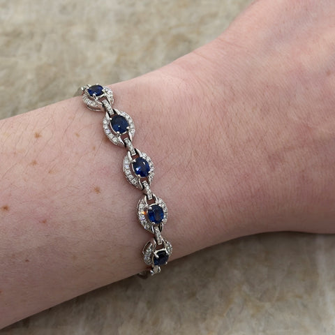 Sapphire Diamond Halfway Bracelet-Sapphire Diamond Halfway Bracelet