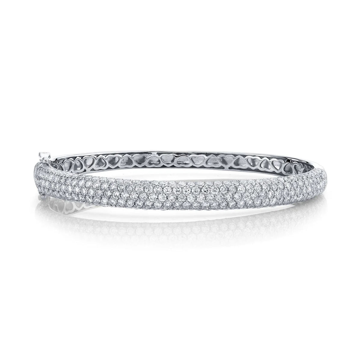 Shy Creation Diamond Bangle in 14 karat white gold with diamonds totaling 5.25 carats.