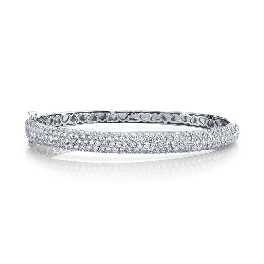 Shy Creation Diamond Bangle in 14 karat white gold with diamonds totaling 5.25 carats.