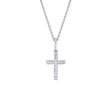 Shy Creation Diamond Cross Necklace 0.06 CT-Shy Creation Diamond Cross Necklace in 14 karat white gold with diamonds totaling 0.06 carats.
