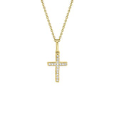 Shy Creation Diamond Cross Necklace 0.06 CT-Shy Creation Diamond Cross Necklace in 14 karat yellow gold with diamonds totaling 0.06 carats.