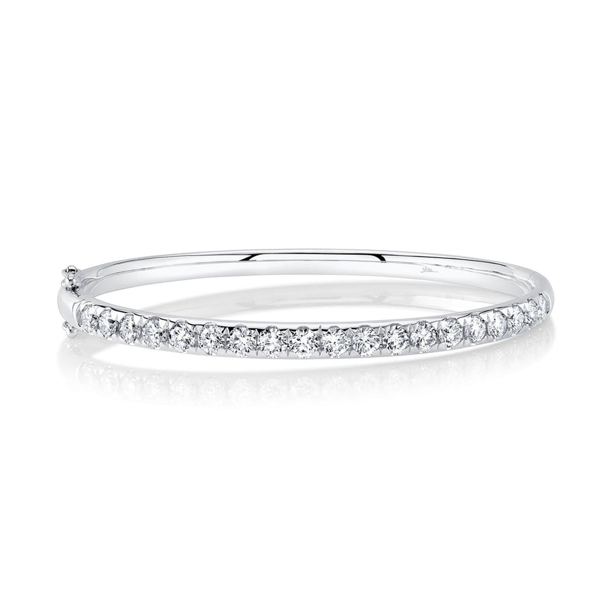 Shy Creation Diamond Bangle in 14 karat white gold with diamonds totaling 3.04 carats.
